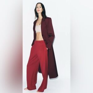 Zara Women's High Rise Red Trousers